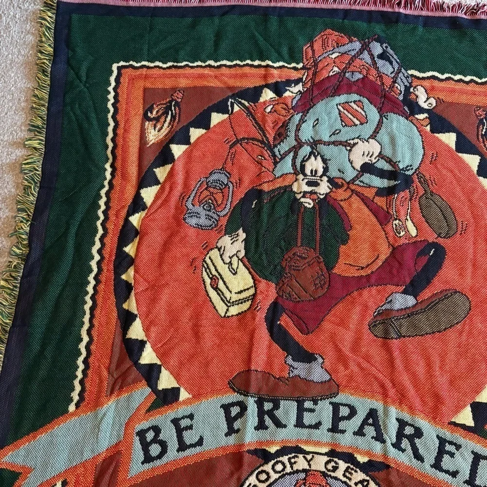 90s Disney tapestry Throw Blanket Goofy Gear Outfitters Beacon Rare USA 50x52